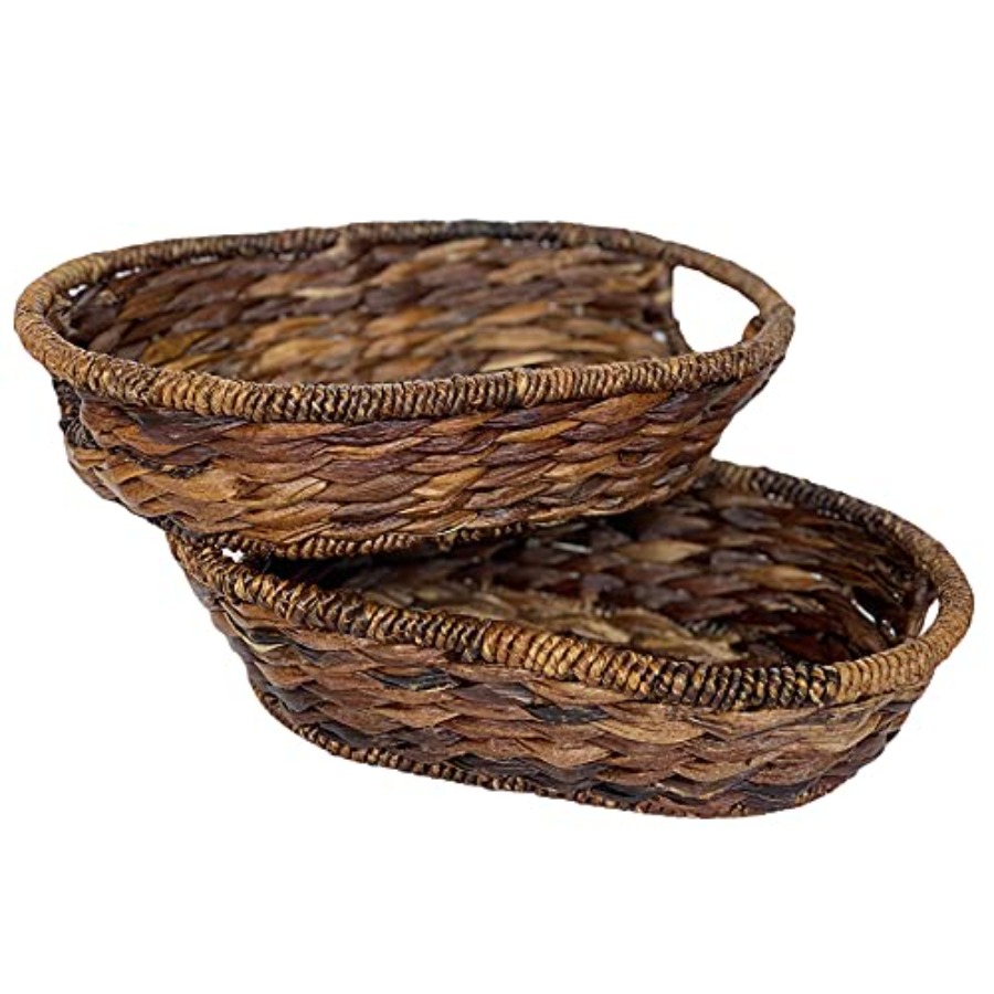 Kitchen Baking Decor - Handwoven Oval Wicker Baskets Set of