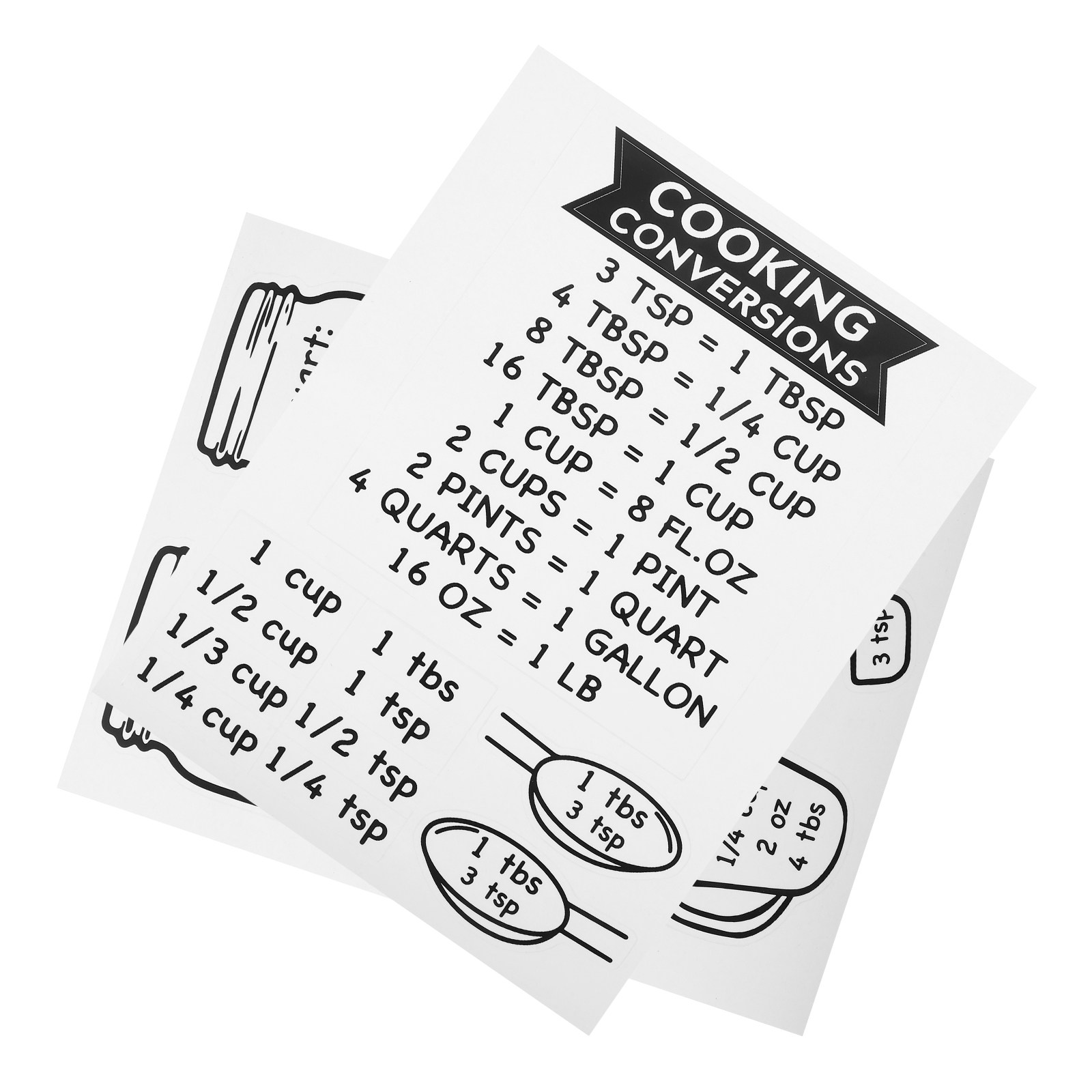 Kitchen Baking Conversion Chart - 2Pcs Kitchen Conversion Chart Large Clear