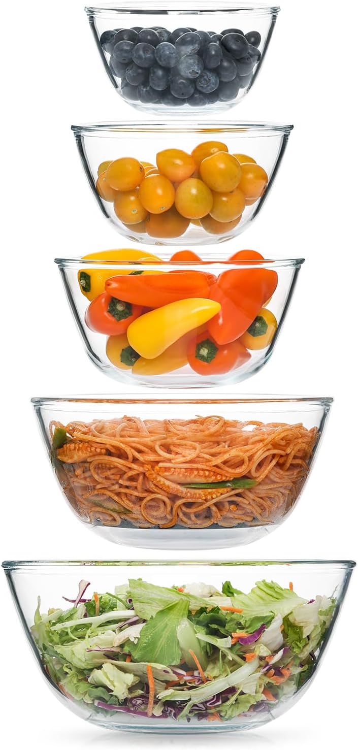 Kitchen Baking Bowls - 5pc Glass Mixing Bowls Set, Nesting