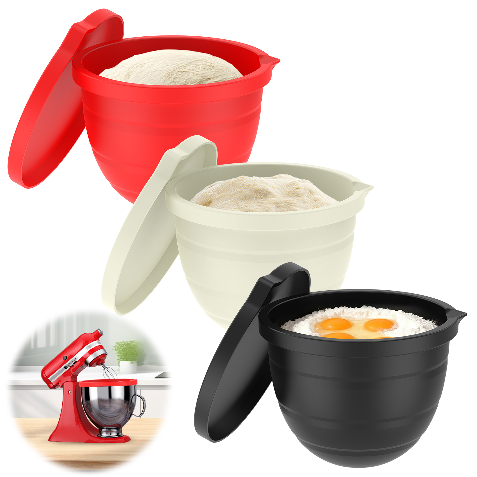 Kitchen Aid Baking Mixer - Silicone Bowl With Lids Included Mixer