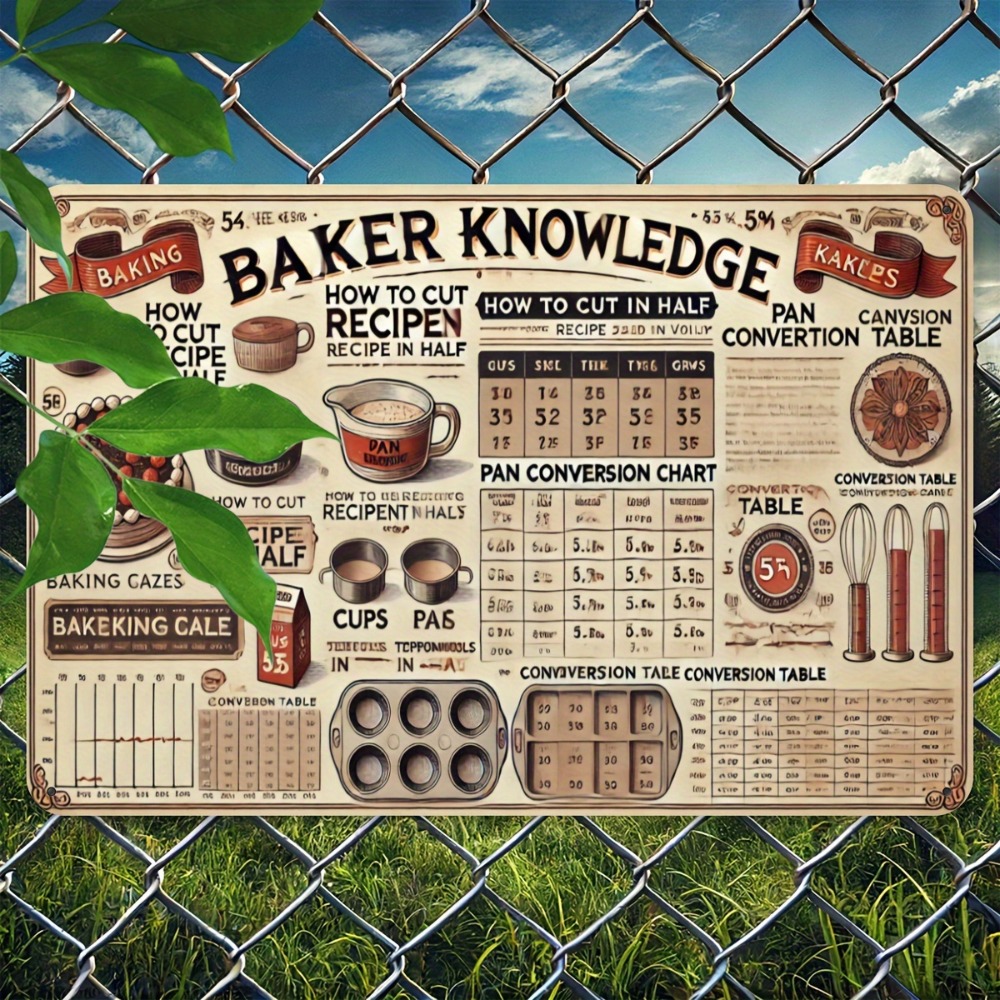 Vintage Metal Tin Sign 8x12 In - مراجعة Kitchen Baking Conversion Chart وسعره