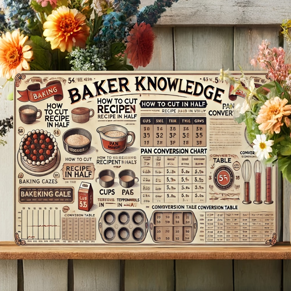 Vintage Metal Tin Sign 8x12 In - مراجعة Kitchen Baking Conversion Chart وسعره