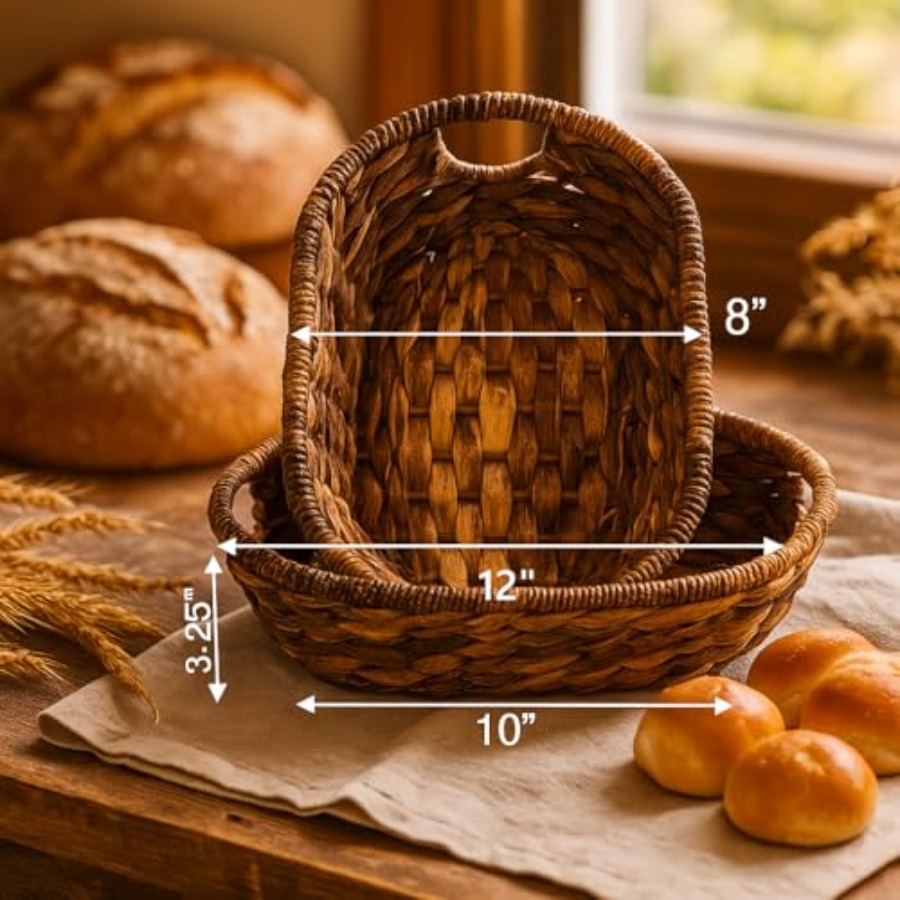 Handwoven Oval Wicker Baskets  - مراجعة Kitchen Baking Decor وسعره