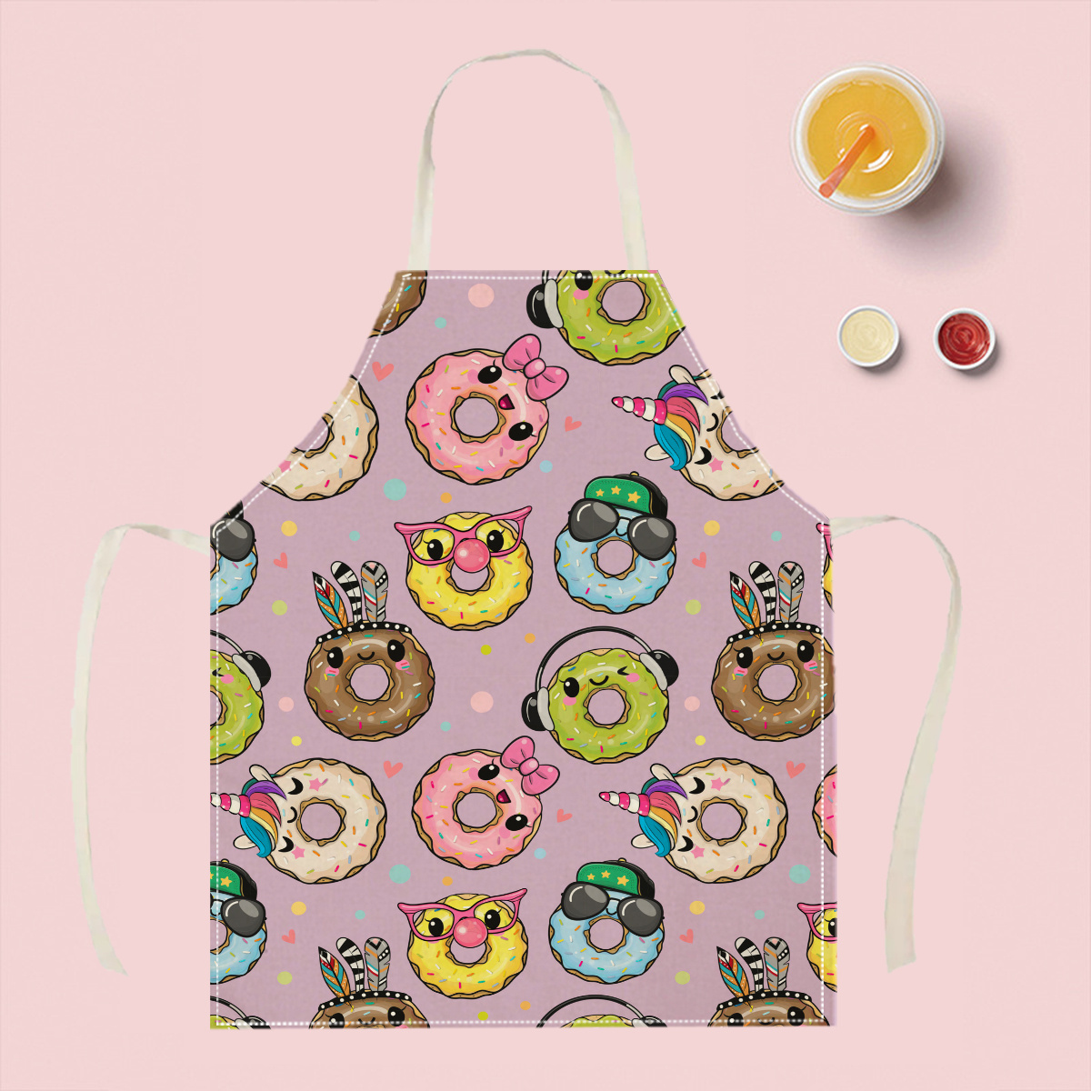 1pc Cute Cartoon Donut Apron F - مراجعة Kitchen Baking Area Ideas وسعره