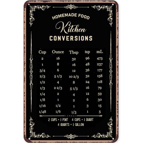 Rustic Tin Sign Decor Baking S - مراجعة Kitchen Baking Conversion Chart وسعره