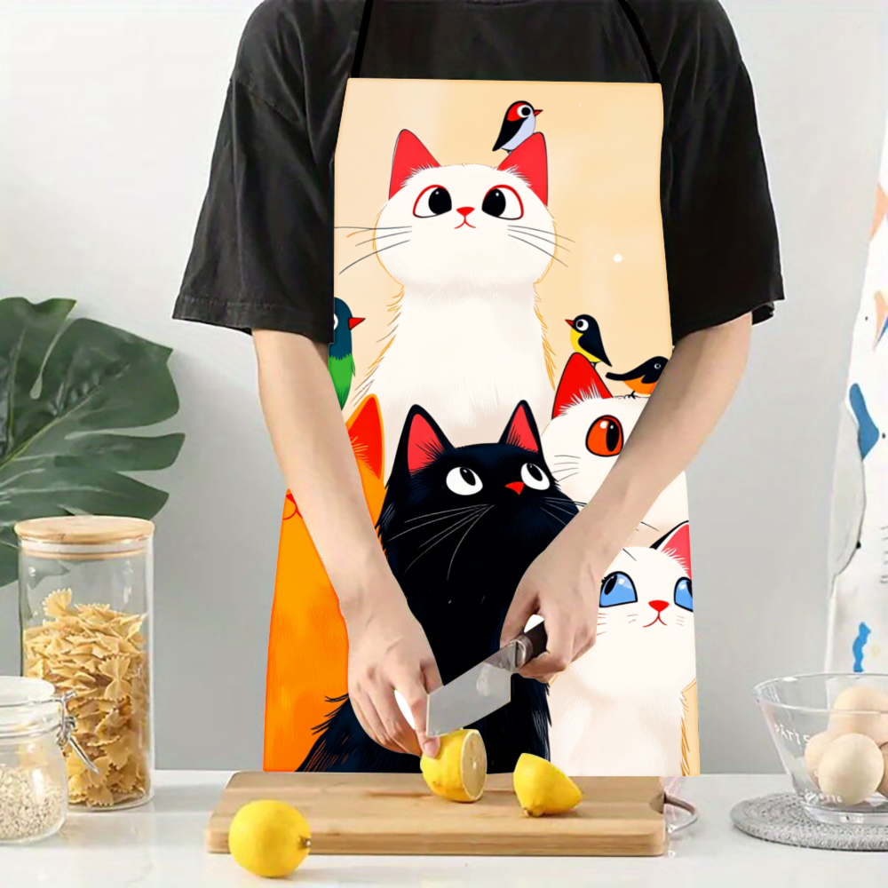 Cute Cats And Birds Apron For  - مراجعة Kitchen Baking Area Ideas وسعره