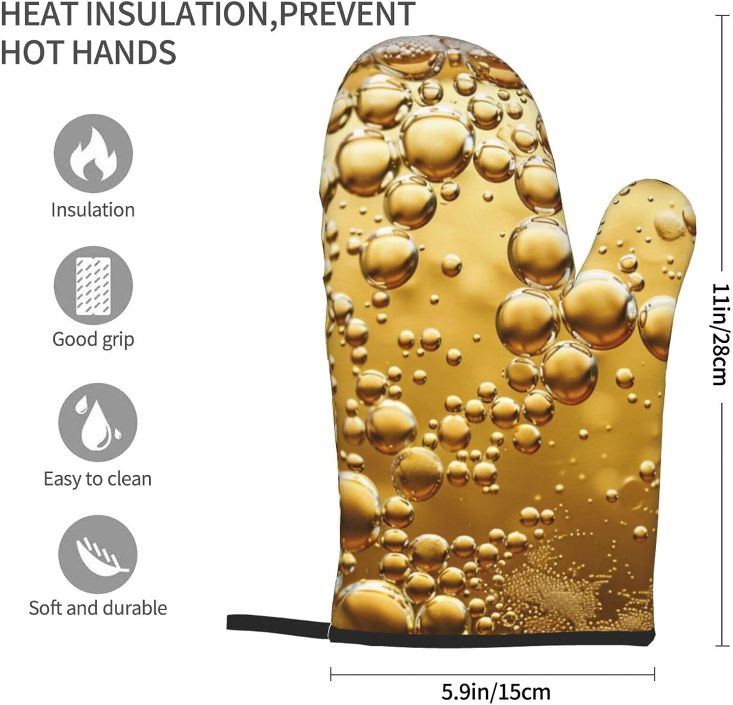 Beer Bubble Printed Oven Mitts - مراجعة Kitchen Baking Area Ideas وسعره