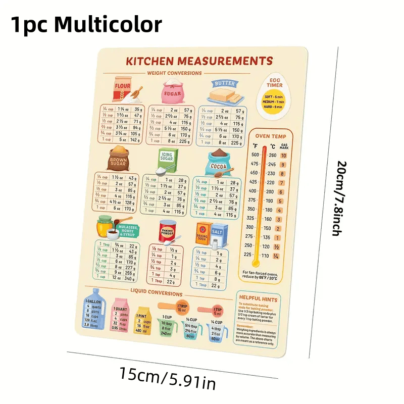 1PC Kitchen Conversion Chart,  - مراجعة Kitchen Baking Conversion Chart وسعره