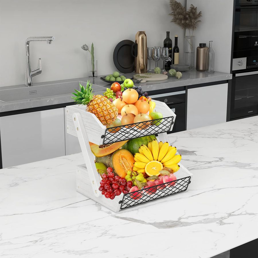 Fruit Basket for Kitchen, 2 Ti - مراجعة Kitchen Baking Bowls وسعره