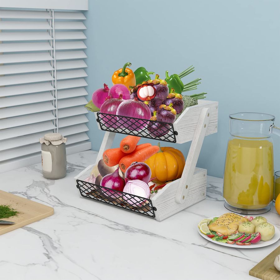 Fruit Basket for Kitchen, 2 Ti - مراجعة Kitchen Baking Bowls وسعره