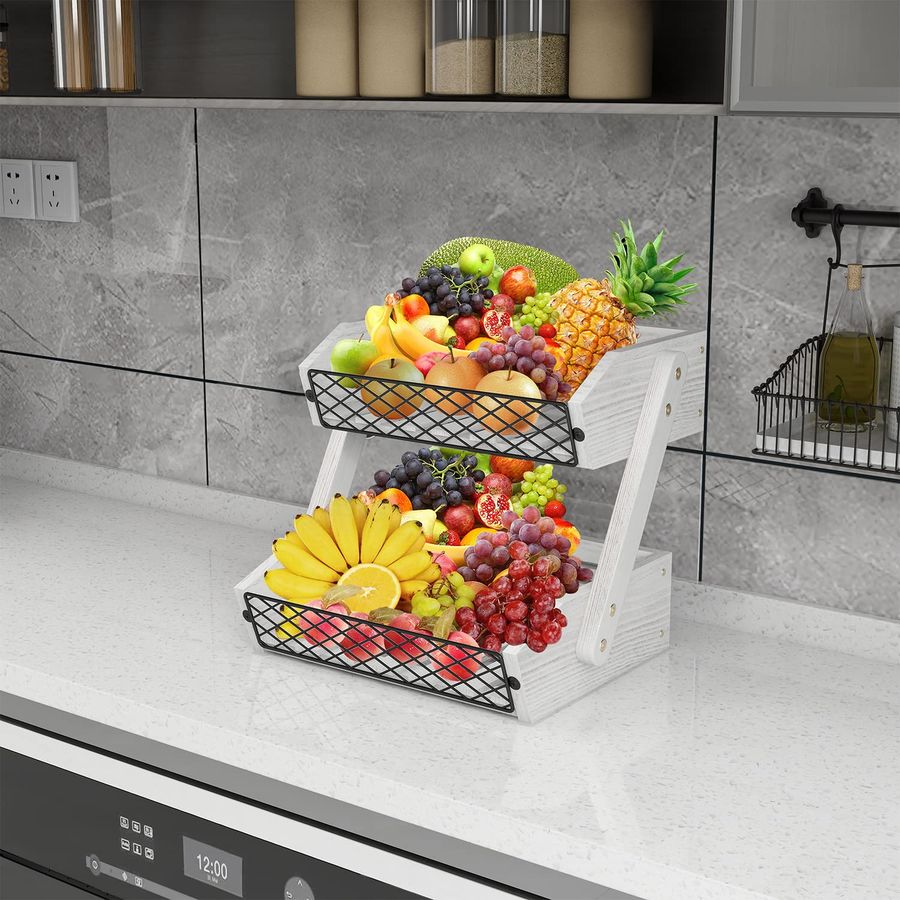 Fruit Basket for Kitchen, 2 Ti - مراجعة Kitchen Baking Bowls وسعره
