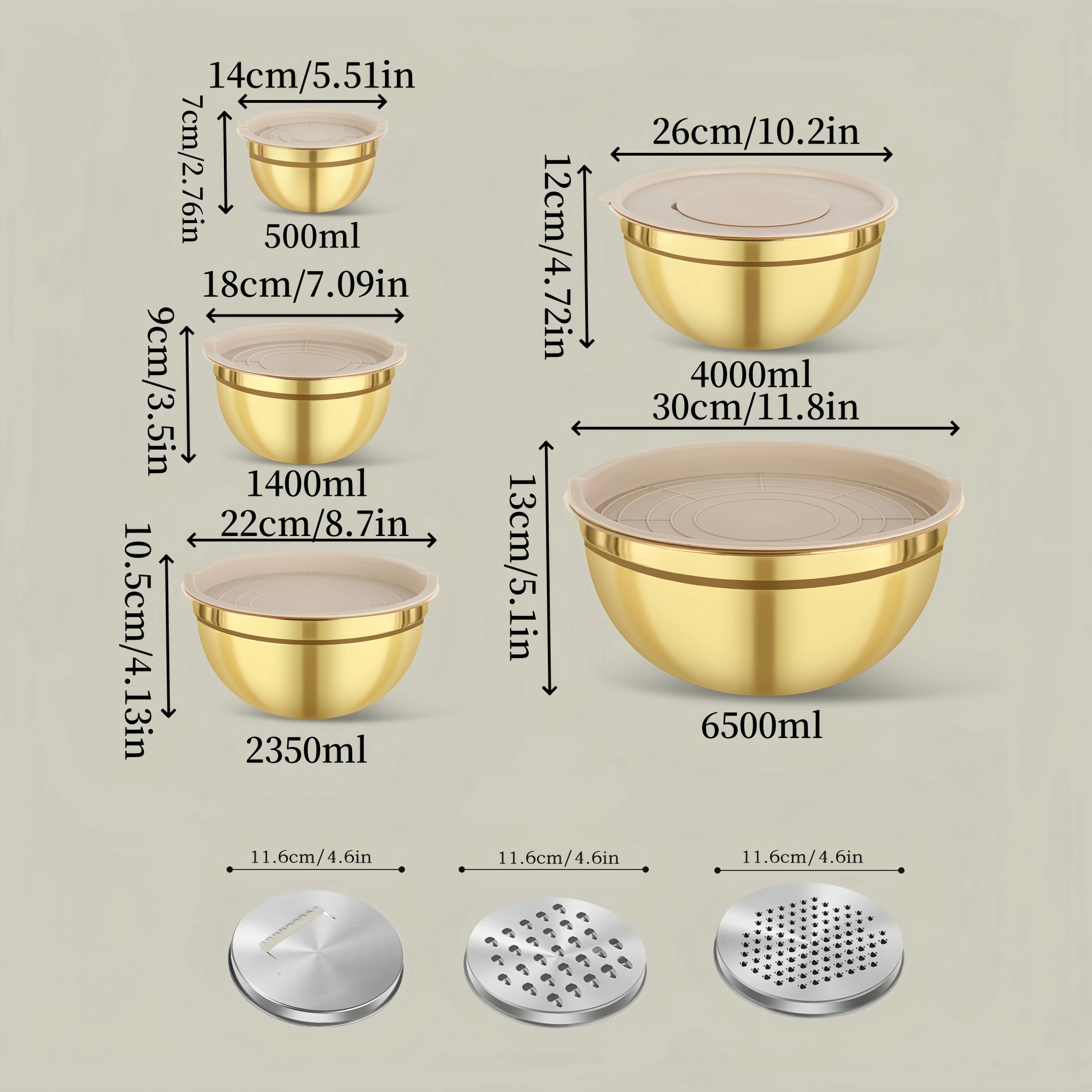 10-piece gold stainless steel  - مراجعة Kitchen Baking Bowls وسعره