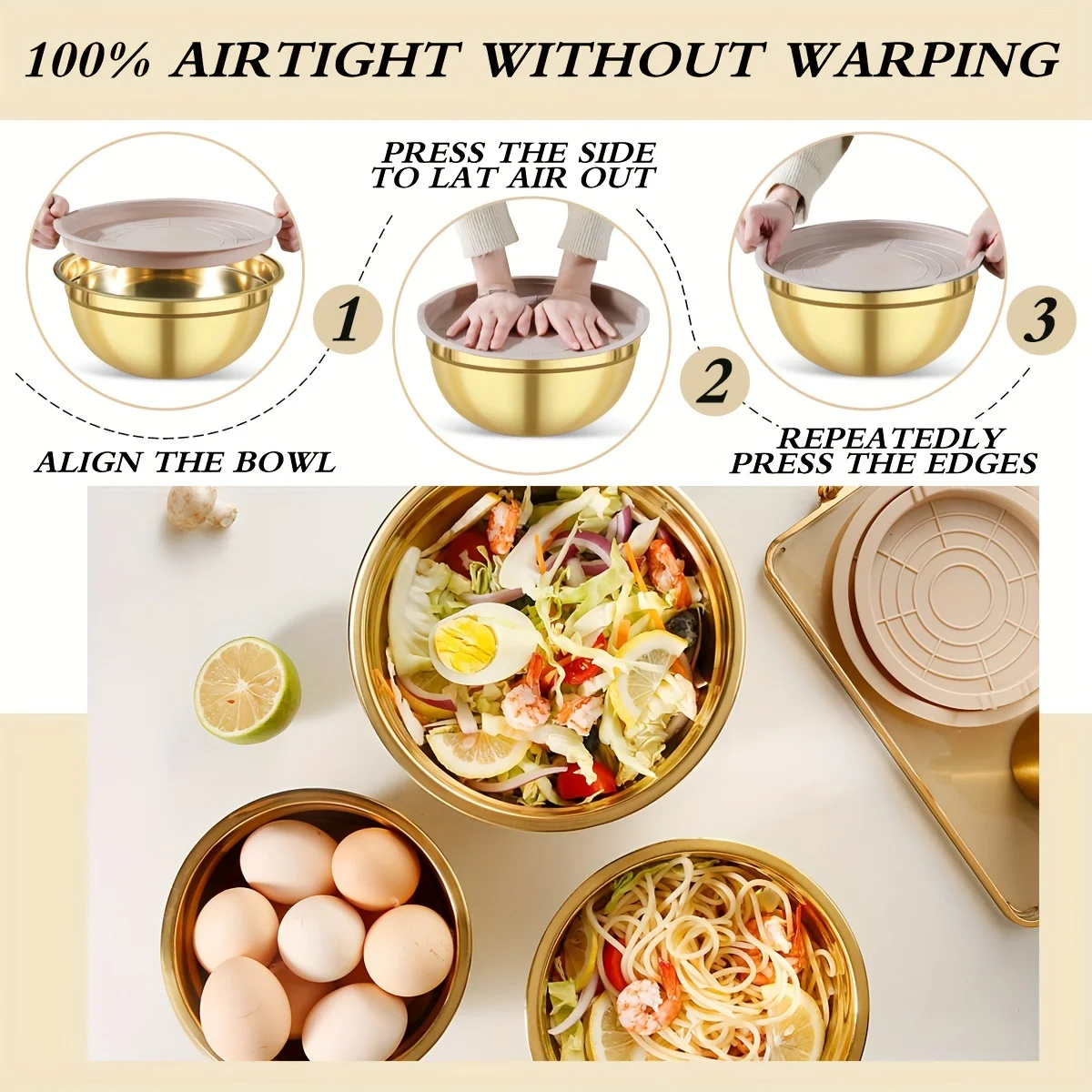 10-piece gold stainless steel  - مراجعة Kitchen Baking Bowls وسعره
