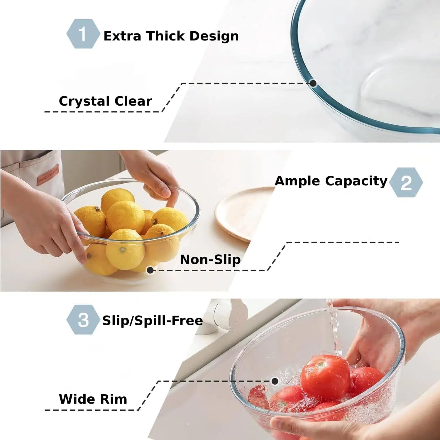 5pc Glass Mixing Bowls Set, Ne - مراجعة Kitchen Baking Bowls وسعره