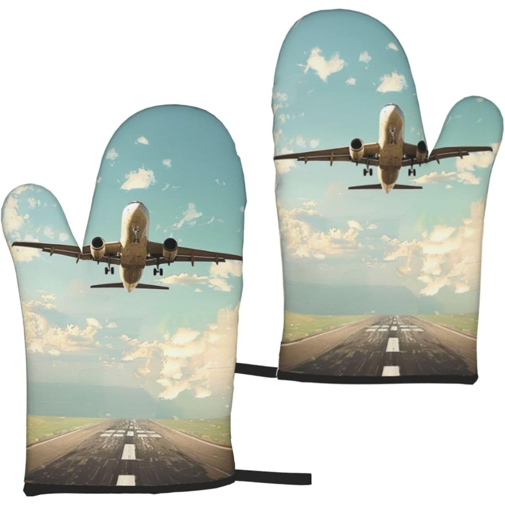 Airplane Printed Oven Mitts 2p - مراجعة Kitchen Baking Area Ideas وسعره