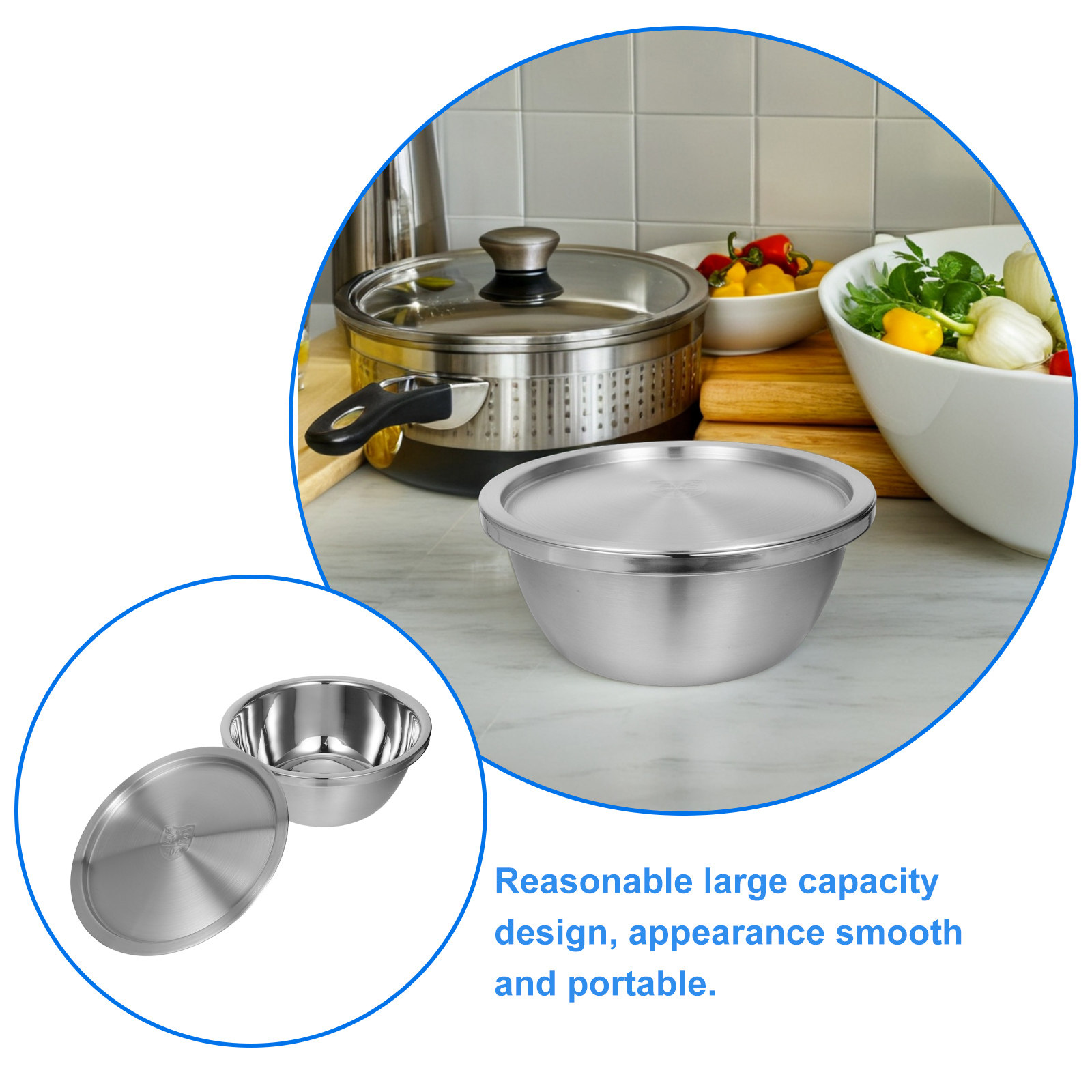 1Set Stainless Steel Mixing Bo - مراجعة Kitchen Baking Bowls وسعره