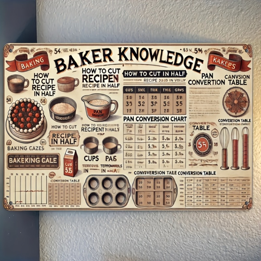 Vintage Metal Tin Sign Kitchen - مراجعة Kitchen Baking Conversion Chart وسعره