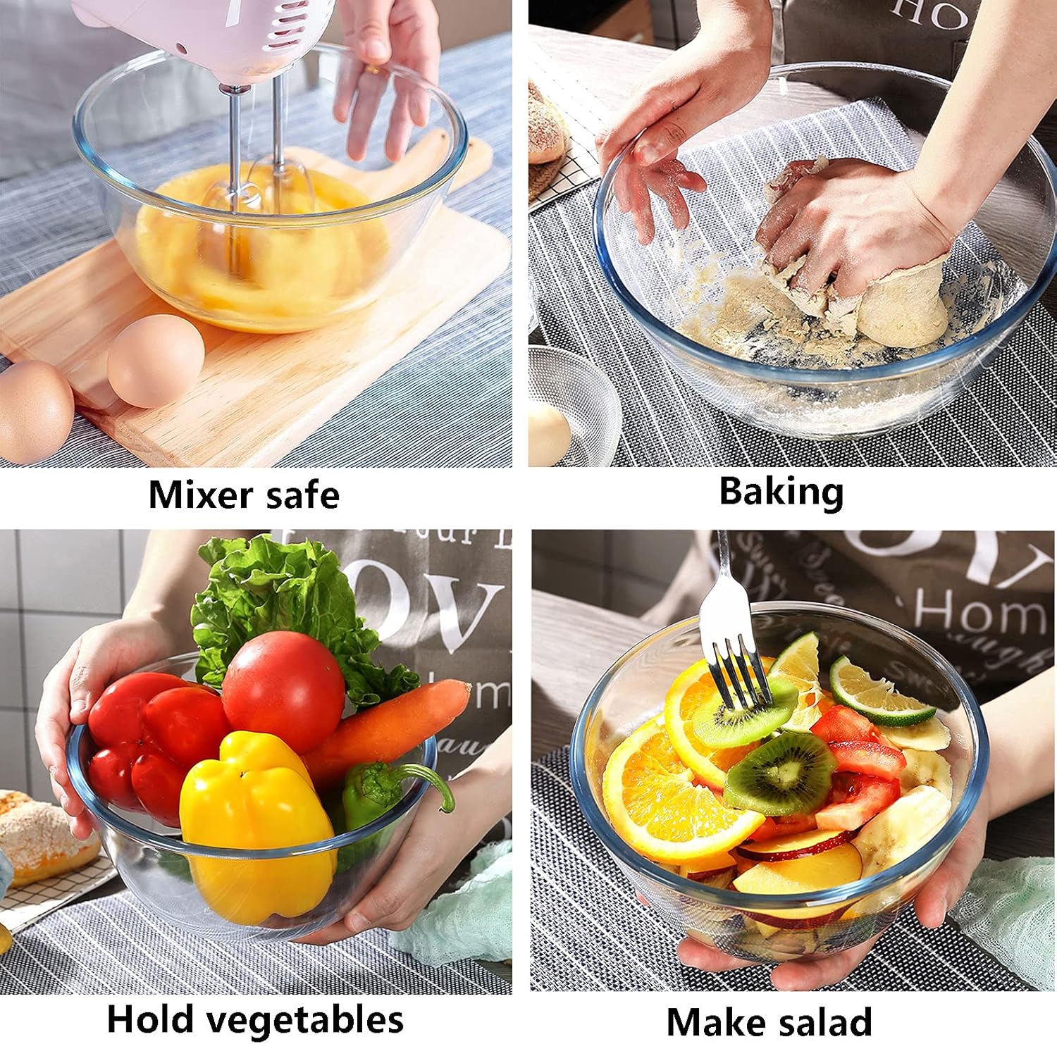 Glass Mixing Bowl Set of 3 for - مراجعة Kitchen Baking Bowls وسعره