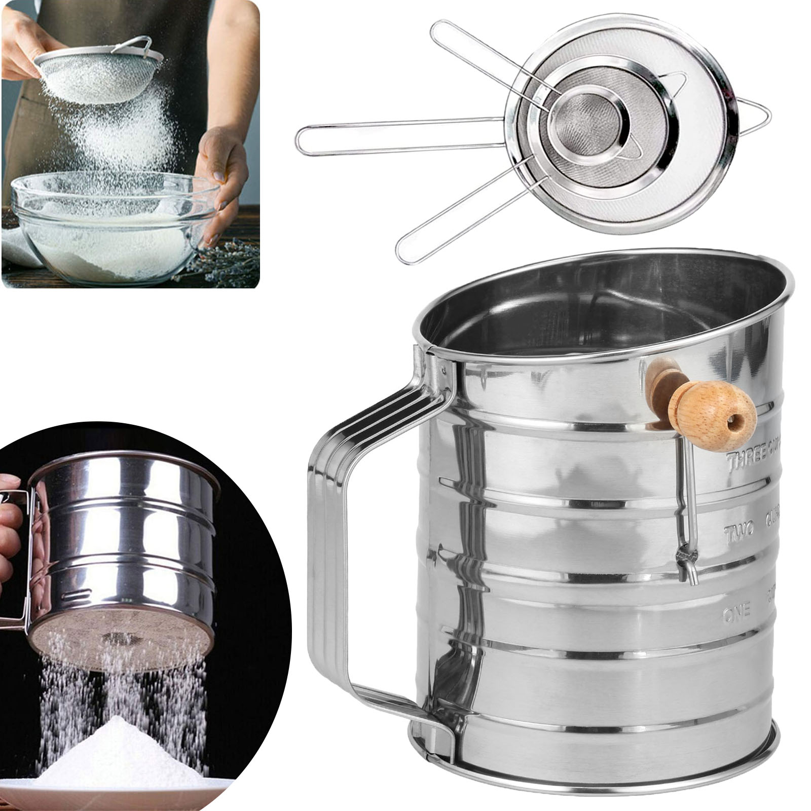 Flour Sifter Stainless Steel F - مراجعة Baking Powder Kitchen وسعره
