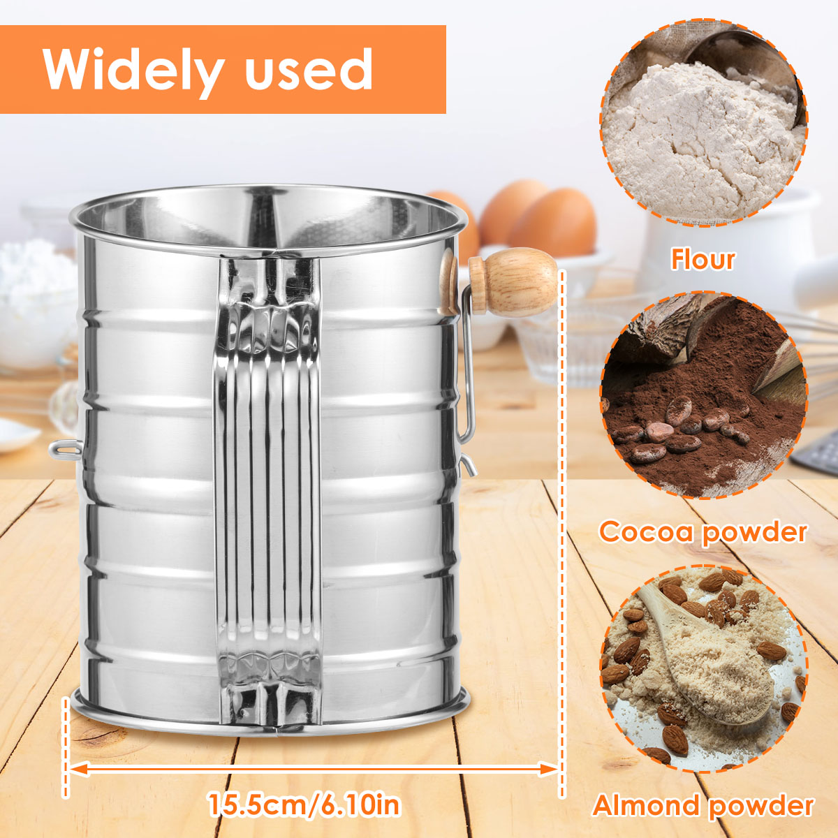 Flour Sifter Stainless Steel F - مراجعة Baking Powder Kitchen وسعره