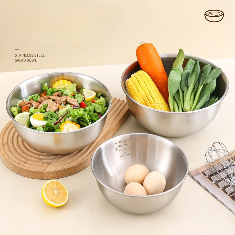 3pcs Stainless Steel Bowl Set  - مراجعة Kitchen Baking Bowls وسعره