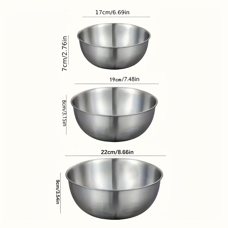 3pcs Stainless Steel Salad Bow - مراجعة Kitchen Baking Bowls وسعره