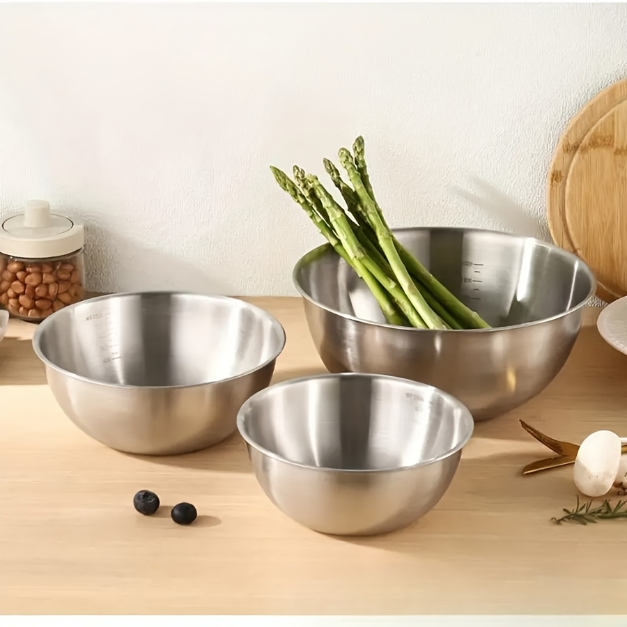 3pcs Stainless Steel Salad Bow - مراجعة Kitchen Baking Bowls وسعره