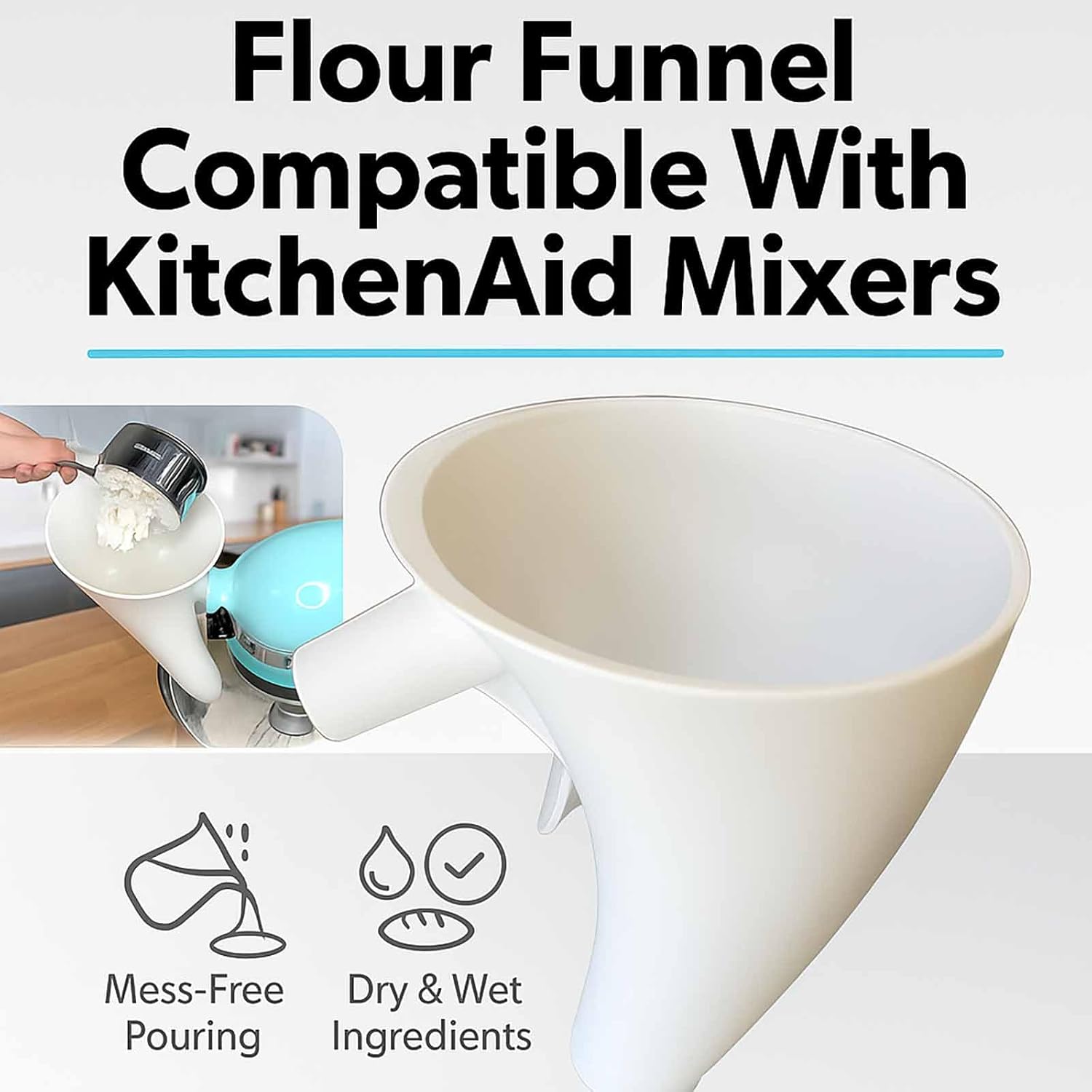 Flour Funnel for Kitchen Aid M - مراجعة Kitchen Aid Baking Mixer وسعره