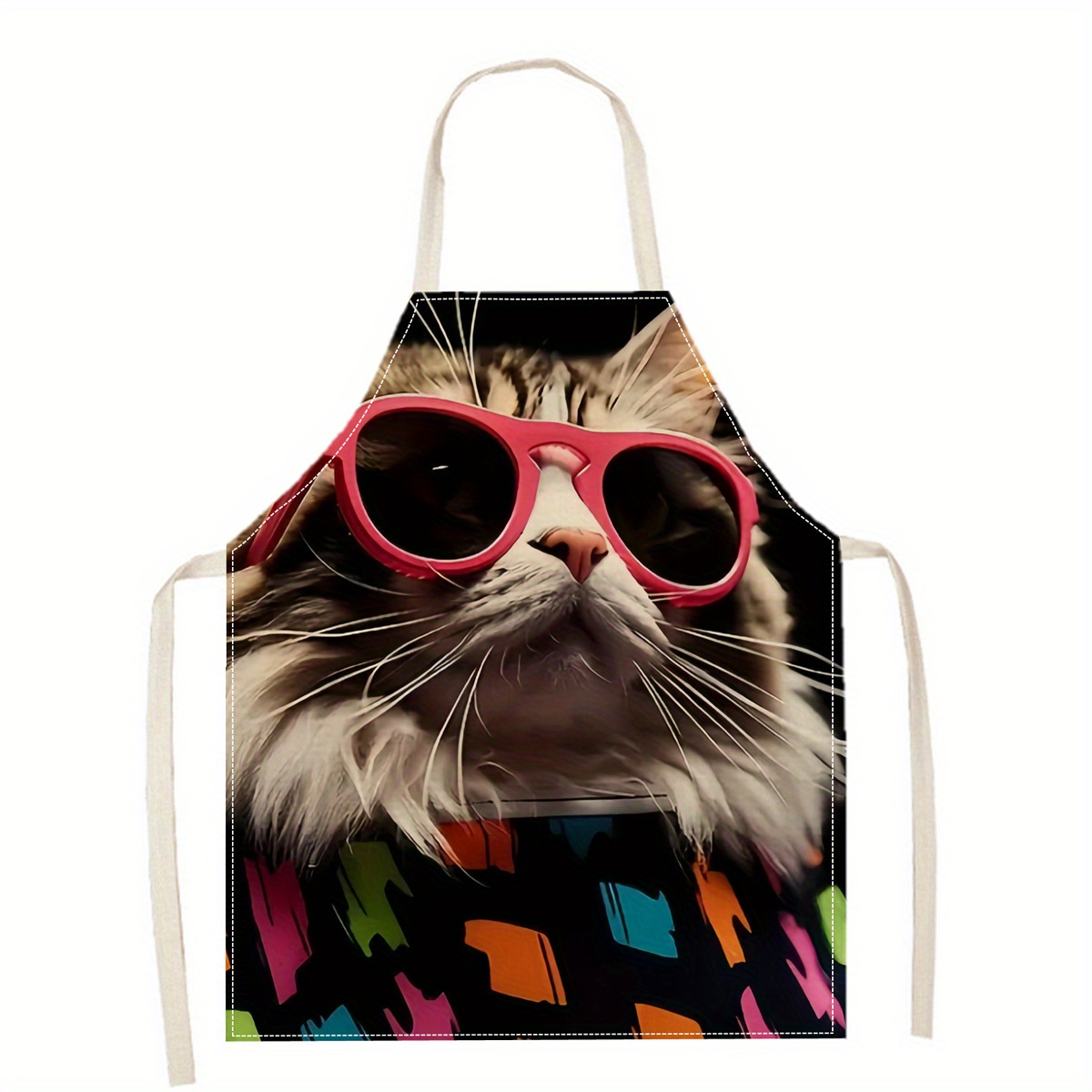Linen Apron Funny Cat Sunglass - مراجعة Kitchen Baking Area Ideas وسعره